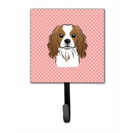 Carolines Treasures Checkerboard Pink Cavalier Spaniel Leash or Key Holder- 4.25 W x 7 H In. BB1224SH4